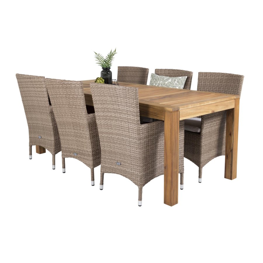 VENTURE DESIGN Malin hagestol med armlener og naturlig stoffpute - naturlig rotting og aluminium