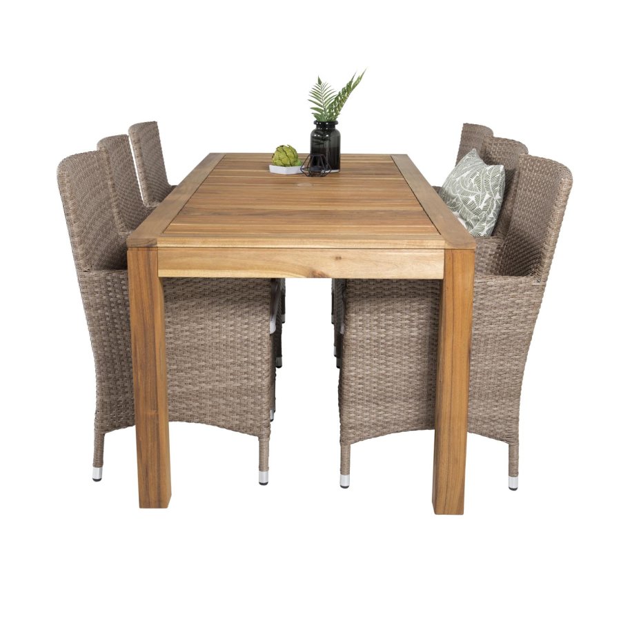 VENTURE DESIGN Malin hagestol med armlener og naturlig stoffpute - naturlig rotting og aluminium