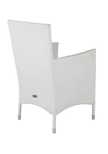 VENTURE DESIGN Malin hagestol, med armlener og gr pute - hvit polyrattan