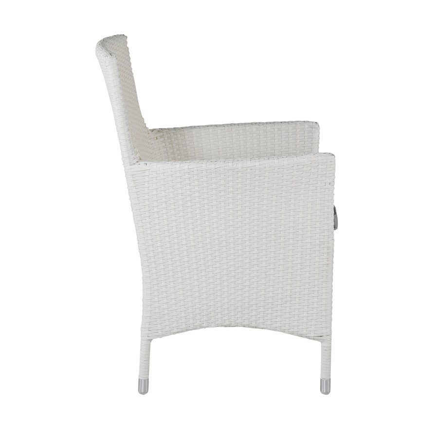 VENTURE DESIGN Malin hagestol, med armlener og gr pute - hvit polyrattan