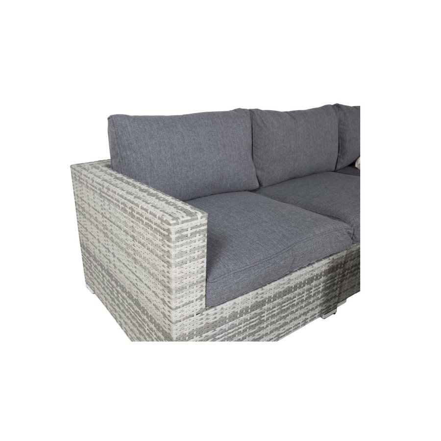 VENTURE DESIGN Amazon modulares Sofa-Gartenset 3+2+1 mit grauen Kissen – graues Rattan und Aluminium
