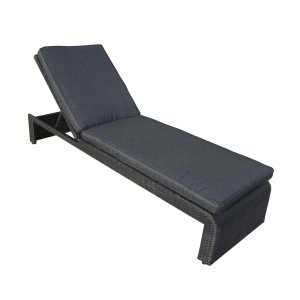 VENTURE DESIGN London udendrs liggestol m. gr stofhynde og hjul - sort rattan og aluminium 