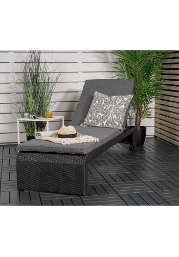 VENTURE DESIGN London utendrs fluktstol med gr stoffpute og hjul - sort rotting og aluminium 