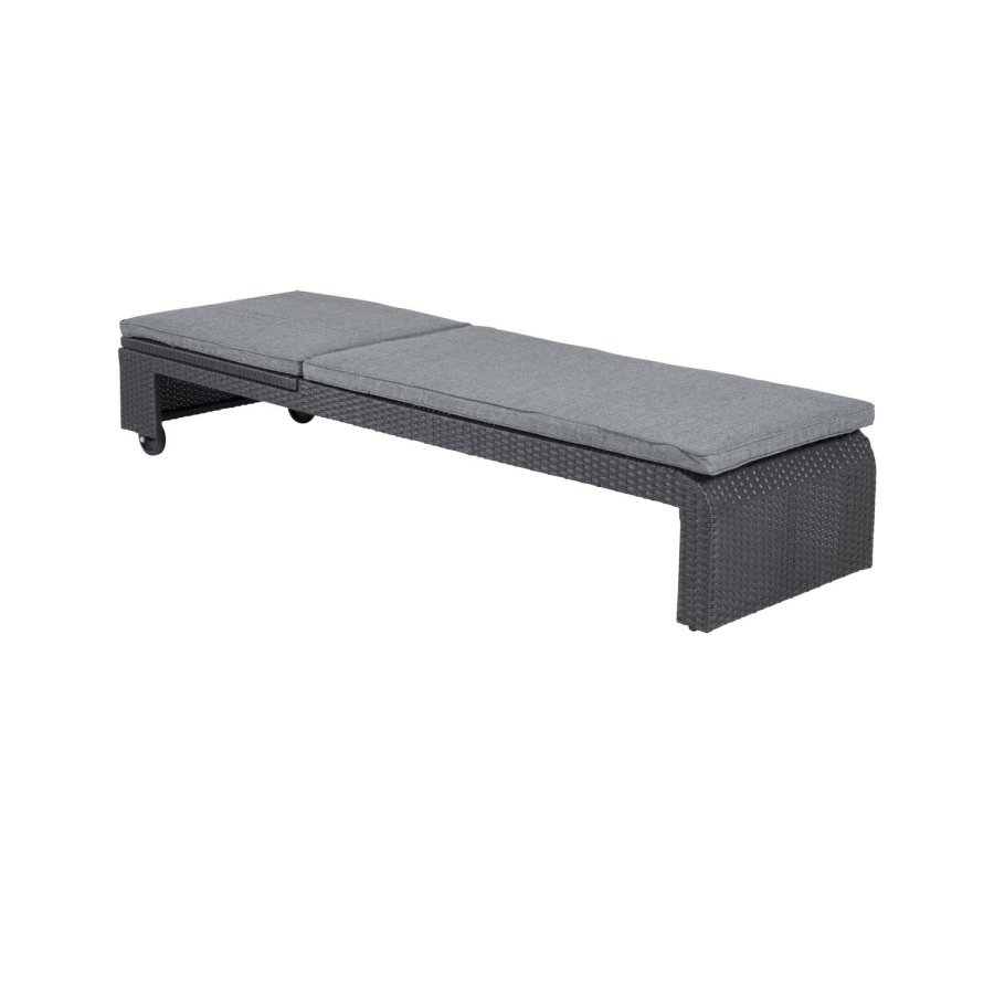 VENTURE DESIGN London utendrs fluktstol med gr stoffpute og hjul - sort rotting og aluminium 