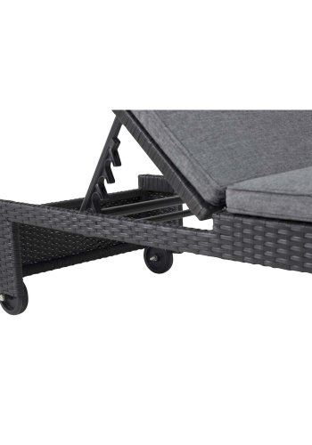 VENTURE DESIGN London utendrs fluktstol med gr stoffpute og hjul - sort rotting og aluminium 