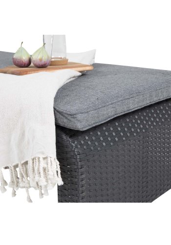 VENTURE DESIGN London utendrs fluktstol med gr stoffpute og hjul - sort rotting og aluminium 