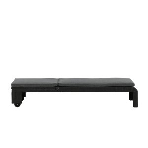 VENTURE DESIGN London utendrs fluktstol med gr stoffpute og hjul - sort rotting og aluminium 