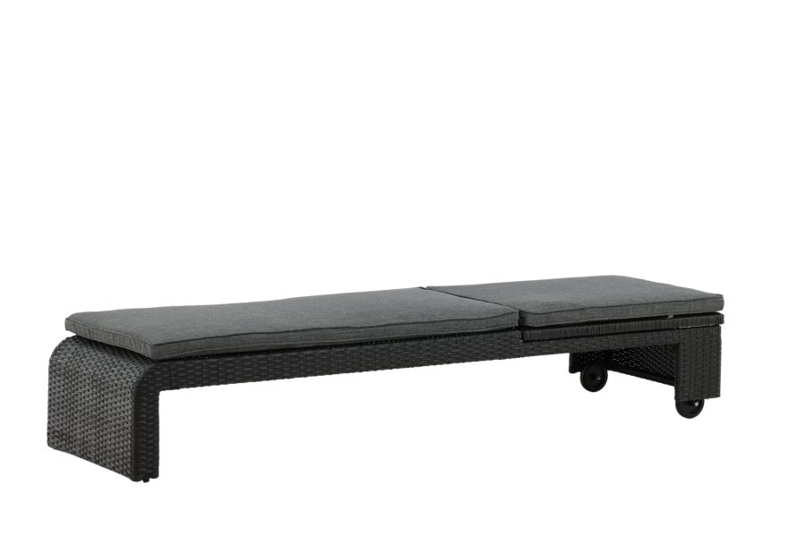 VENTURE DESIGN London utend�rs fluktstol med gr� stoffpute og hjul - sort rotting og aluminium 