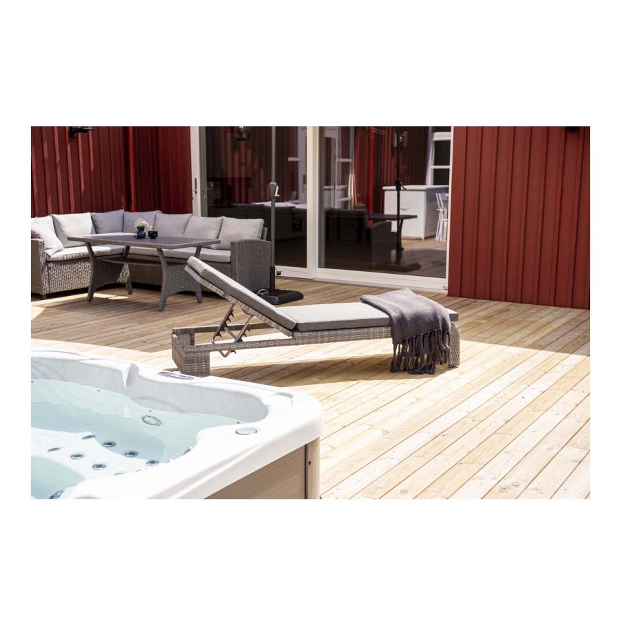 VENTURE DESIGN London utendrs solstol med gr stoffpute og hjul - gr rotting og aluminium