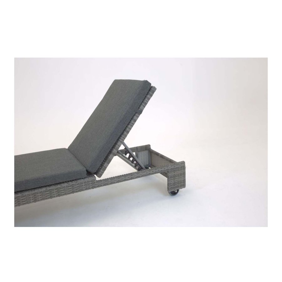 VENTURE DESIGN London utendrs solstol med gr stoffpute og hjul - gr rotting og aluminium