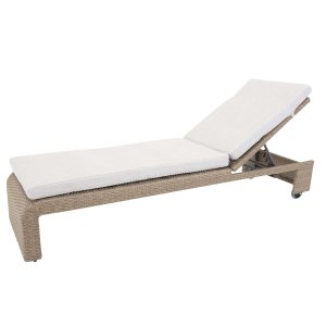 VENTURE DESIGN London udendrs liggestol m. sand stofhynde og hjul - natur rattan og aluminium 