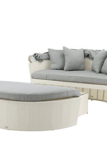 VENTURE DESIGN Padova &Auml;lskade / Tr&auml;dg�rdsset med Tr&auml;dg�rdsbord och Tygkuddar - Vit Rotting och Alu