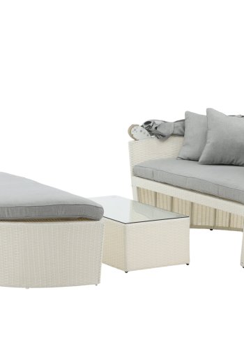 VENTURE DESIGN Padova &Auml;lskade / Tr&auml;dg�rdsset med Tr&auml;dg�rdsbord och Tygkuddar - Vit Rotting och Alu