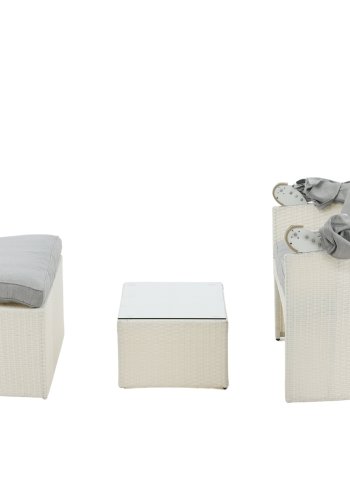 VENTURE DESIGN Padova &Auml;lskade / Tr&auml;dg�rdsset med Tr&auml;dg�rdsbord och Tygkuddar - Vit Rotting och Alu