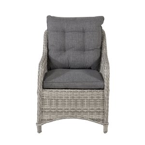 VENTURE DESIGN Vikelund havestol, m. armln og 2 hynder - gr polyester og gr polyrattan