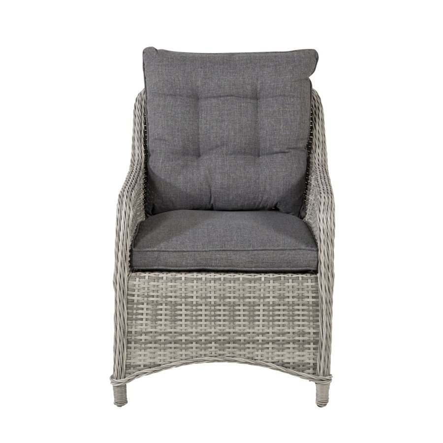 VENTURE DESIGN Vikelund hagestol, med armlener og 2 puter - gr polyester og gr polyrattan