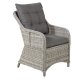 VENTURE DESIGN Vikelund hagestol, med armlener og 2 puter - gr polyester og gr polyrattan