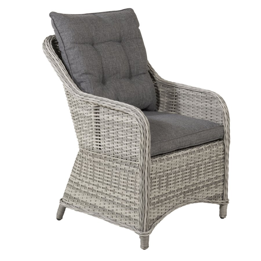 VENTURE DESIGN Vikelund hagestol, med armlener og 2 puter - gr polyester og gr polyrattan
