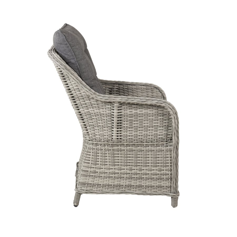 VENTURE DESIGN Vikelund hagestol, med armlener og 2 puter - gr polyester og gr polyrattan