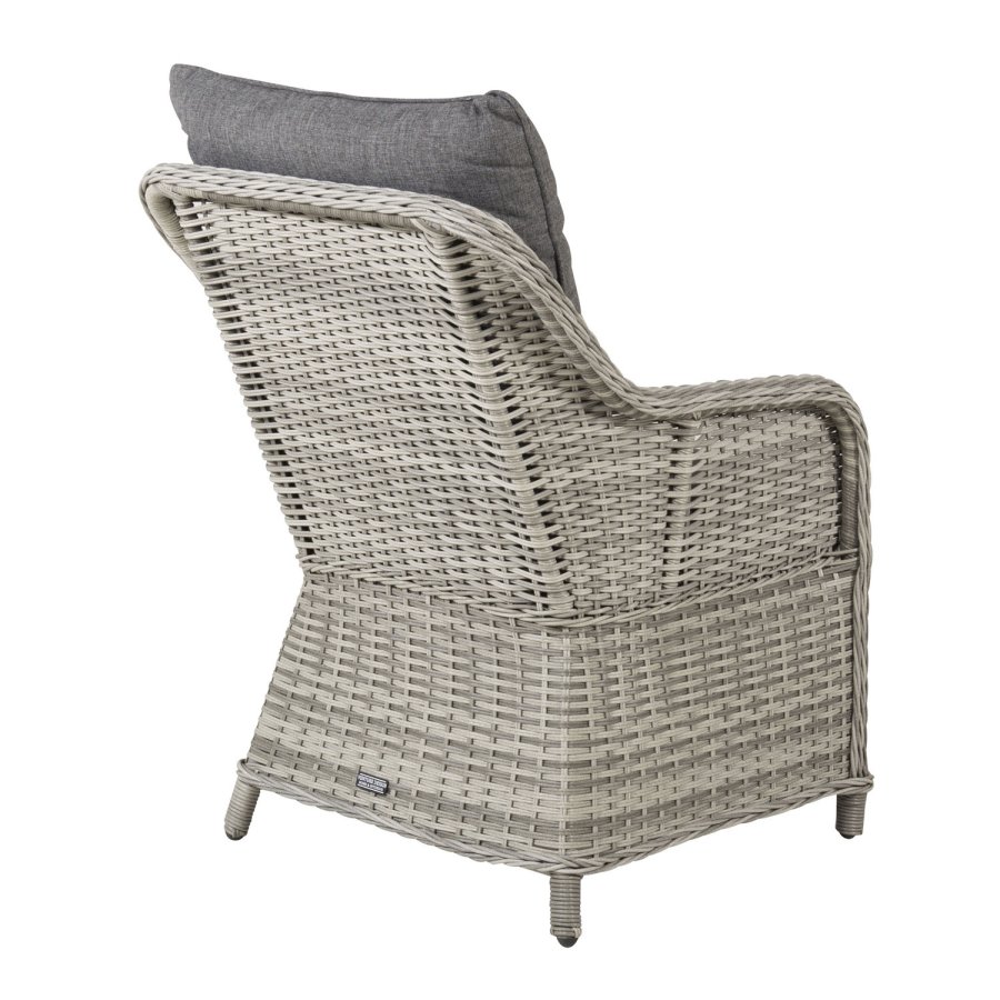 VENTURE DESIGN Vikelund hagestol, med armlener og 2 puter - gr polyester og gr polyrattan