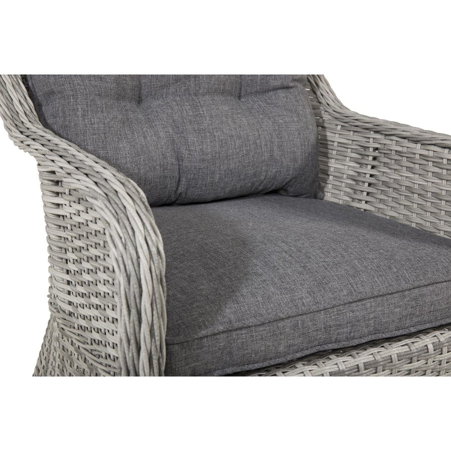 VENTURE DESIGN Vikelund hagestol, med armlener og 2 puter - gr polyester og gr polyrattan