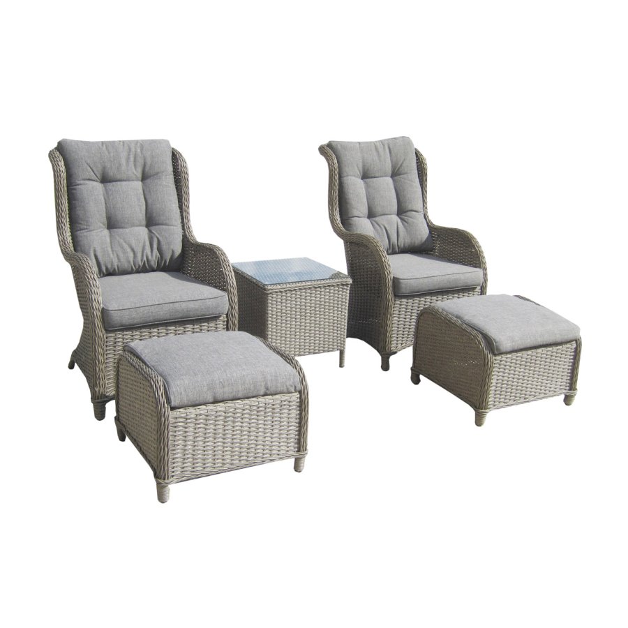 VENTURE DESIGN Vikelund utendrs salongsett med puter - gr rotting og aluminium 