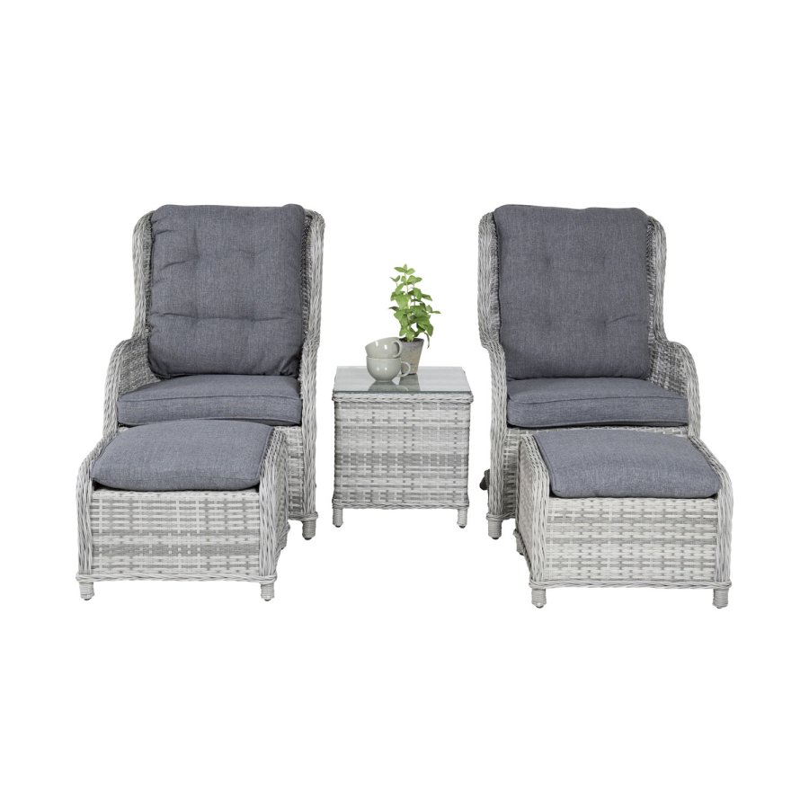 VENTURE DESIGN Vikelund utendrs salongsett med puter - gr rotting og aluminium 