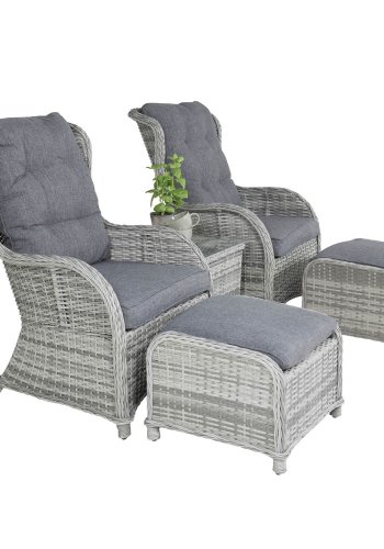 VENTURE DESIGN Vikelund utendrs salongsett med puter - gr rotting og aluminium 