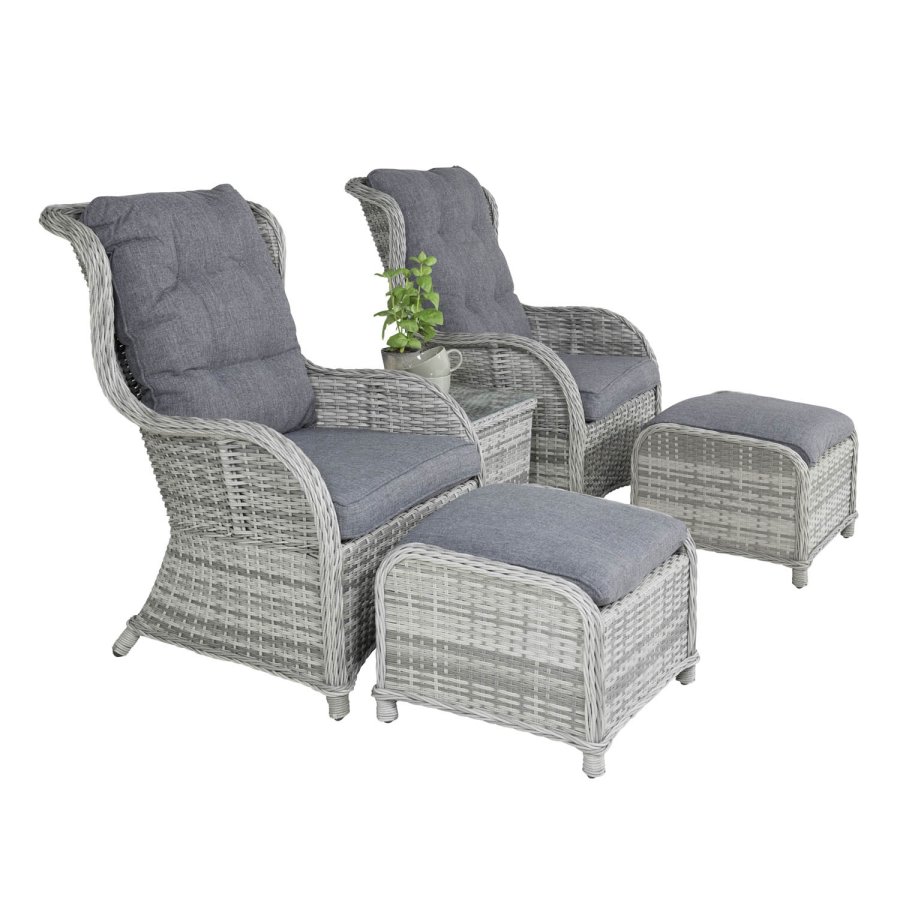 VENTURE DESIGN Vikelund utendrs salongsett med puter - gr rotting og aluminium 