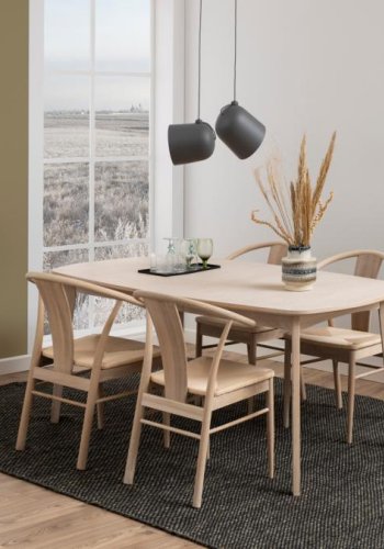 ACT NORDIC Janik matbordsstol, med armstöd - benvitt papper och vitpigmenterad ek