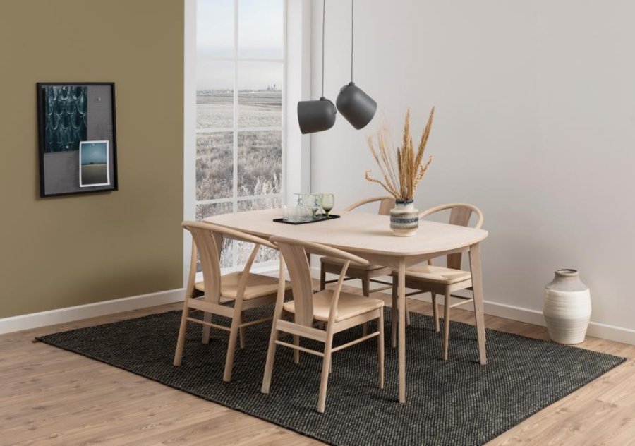 ACT NORDIC Janik matbordsstol, med armstöd - benvitt papper och vitpigmenterad ek