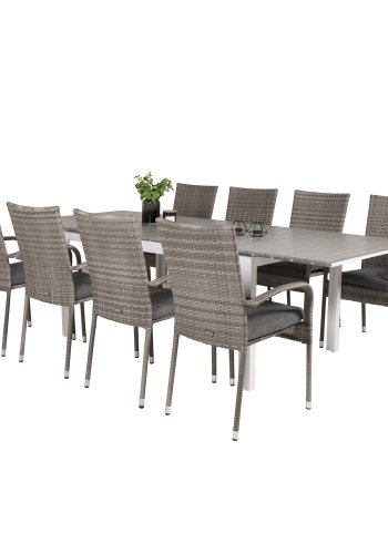 VENTURE DESIGN Anna hagestol med armlener - gr rotting og stl 