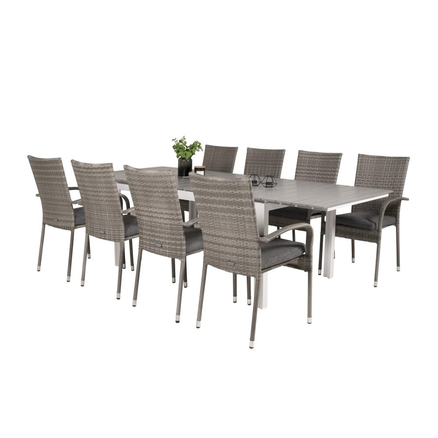 VENTURE DESIGN Anna hagestol med armlener - gr rotting og stl 