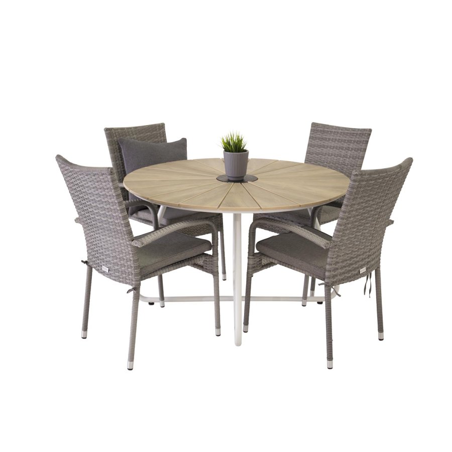 VENTURE DESIGN Anna hagestol med armlener - gr rotting og stl 