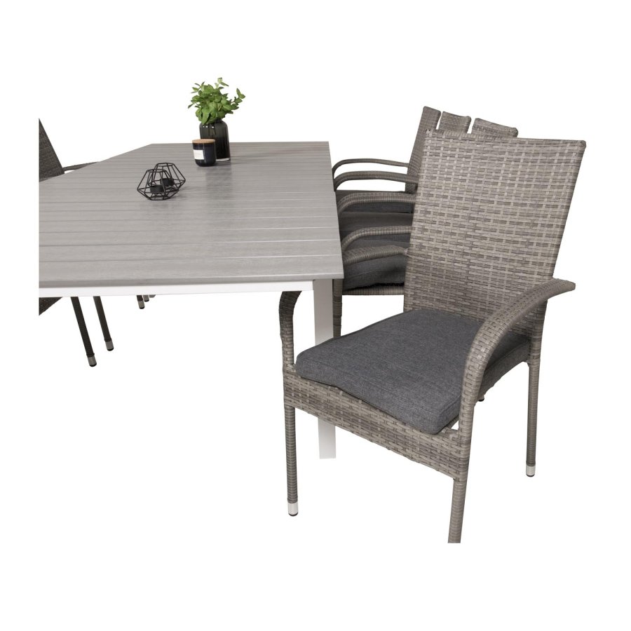 VENTURE DESIGN Anna hagestol med armlener - gr rotting og stl 