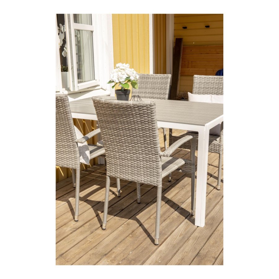 VENTURE DESIGN Anna hagestol med armlener - gr rotting og stl 