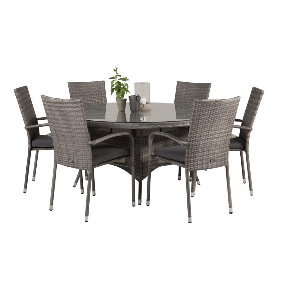 VENTURE DESIGN Anna hagestol med armlener - gr rotting og stl 