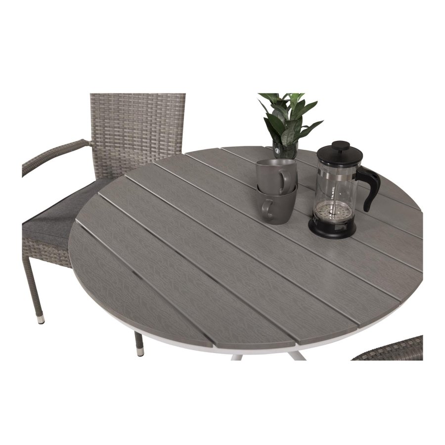 VENTURE DESIGN Anna hagestol med armlener - gr rotting og stl 