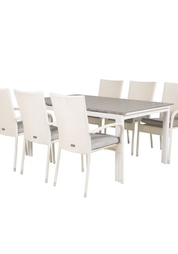 VENTURE DESIGN Anna hagestol med armlener - hvit rotting og stl 