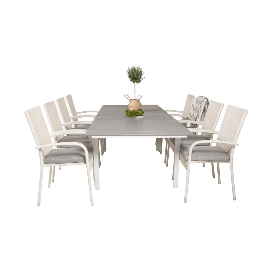 VENTURE DESIGN Anna hagestol med armlener - hvit rotting og stl 