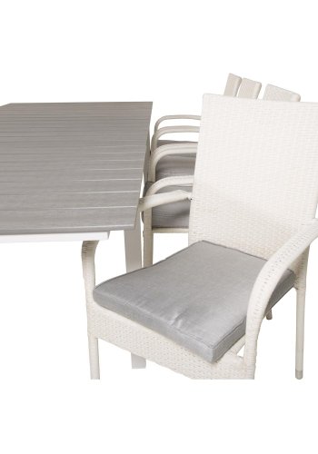 VENTURE DESIGN Anna hagestol med armlener - hvit rotting og stl 