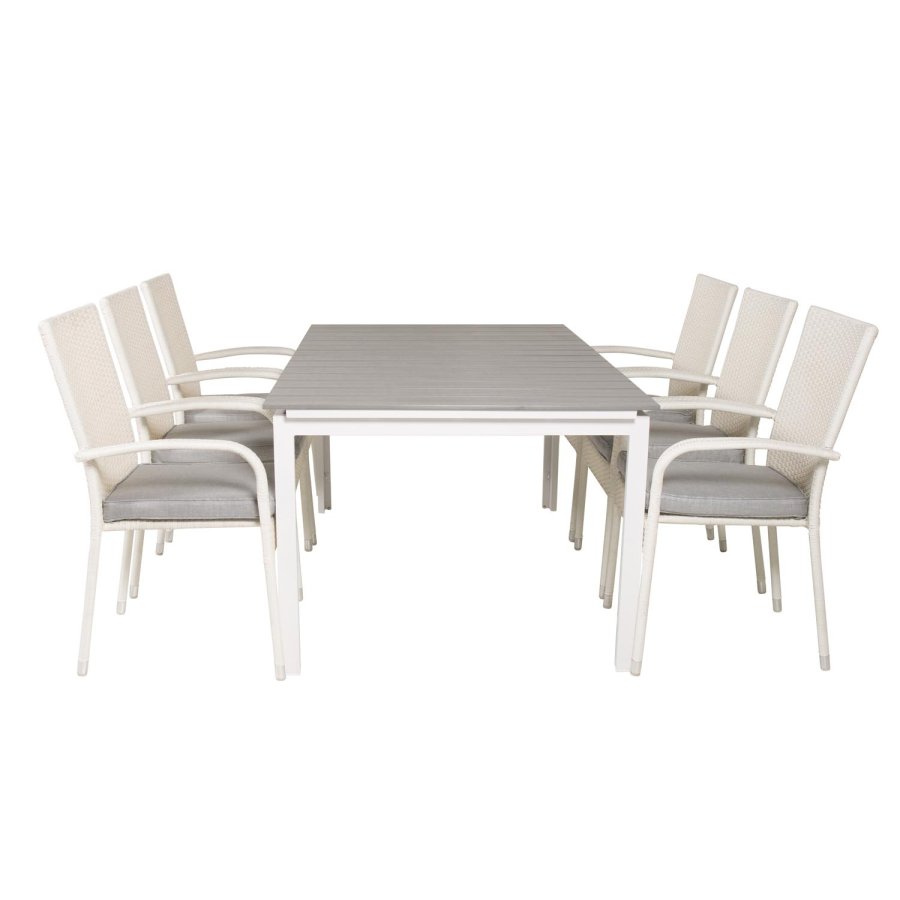 VENTURE DESIGN Anna hagestol med armlener - hvit rotting og stl 