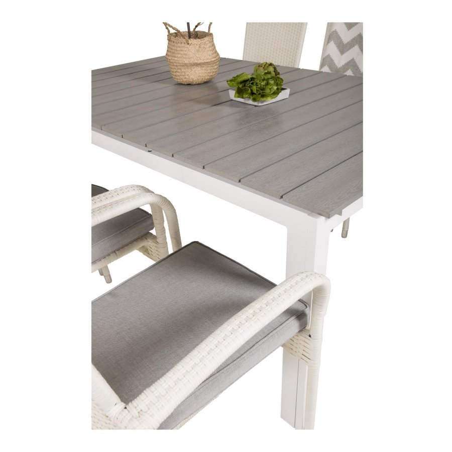 VENTURE DESIGN Anna hagestol med armlener - hvit rotting og stl 