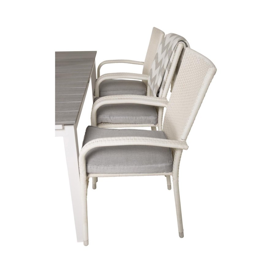 VENTURE DESIGN Anna hagestol med armlener - hvit rotting og stl 