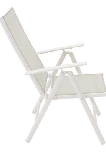 VENTURE DESIGN Break 5-posisjons hagestol med armlener - grtt stoff og hvit aluminium