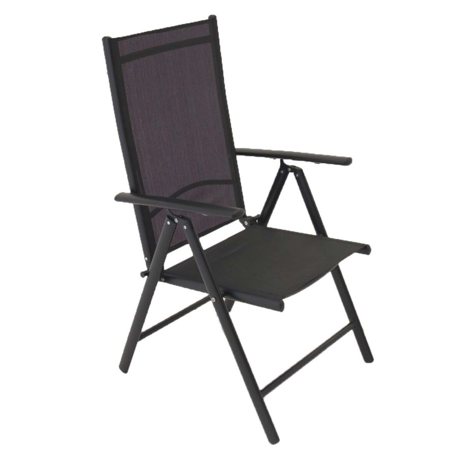 VENTURE DESIGN Break 5-Positionen-Gartenstuhl mit Armlehnen - schwarzer Stoff und Aluminium
