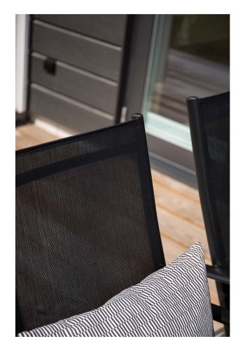 VENTURE DESIGN Break 5-Positionen-Gartenstuhl mit Armlehnen - schwarzer Stoff und Aluminium