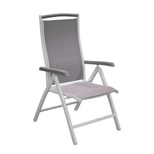 VENTURE DESIGN Albany 5 positions havestol m. armln og gr stofhynde - hvid aluminium