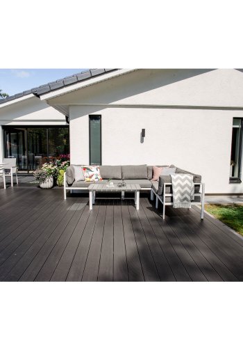 VENTURE DESIGN Parma rektangulrt hagebord - gr polywood hvit aluminium (110x60)