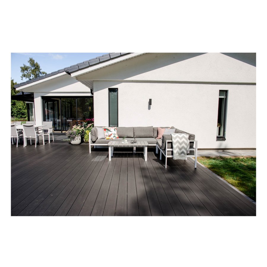VENTURE DESIGN Parma rektangulrt hagebord - gr polywood hvit aluminium (110x60)